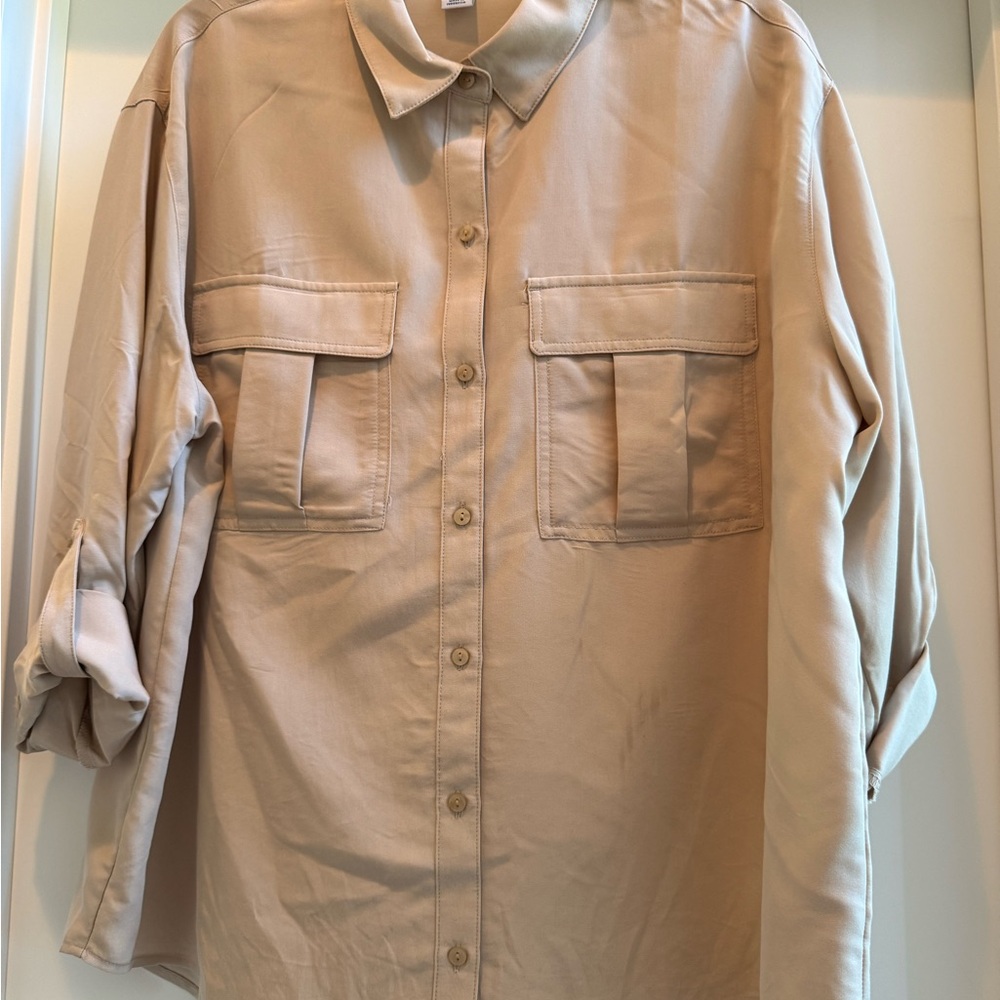 Old Navy Women's Beige Button-Up Blouse